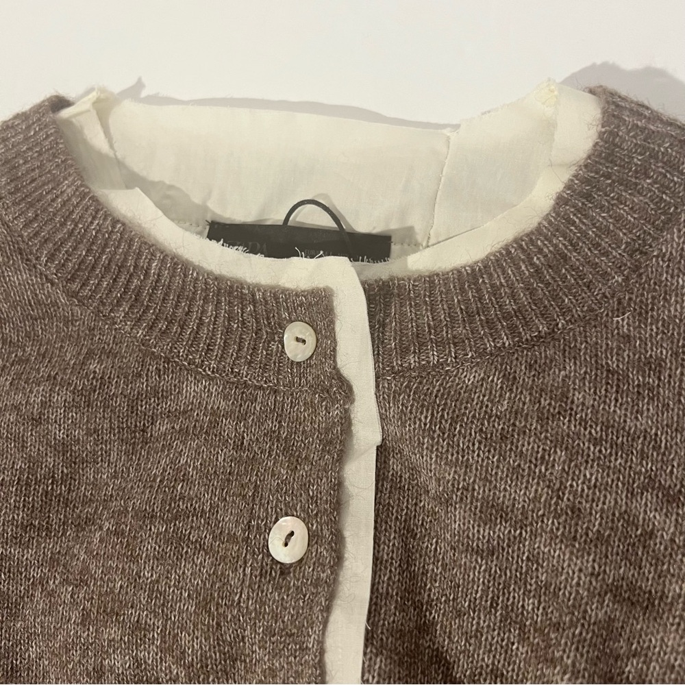 Zara Combination Knit Wool Blend, Cotton Lined Cardigan Sweater. Mink. L NWT - Picture 12 of 12